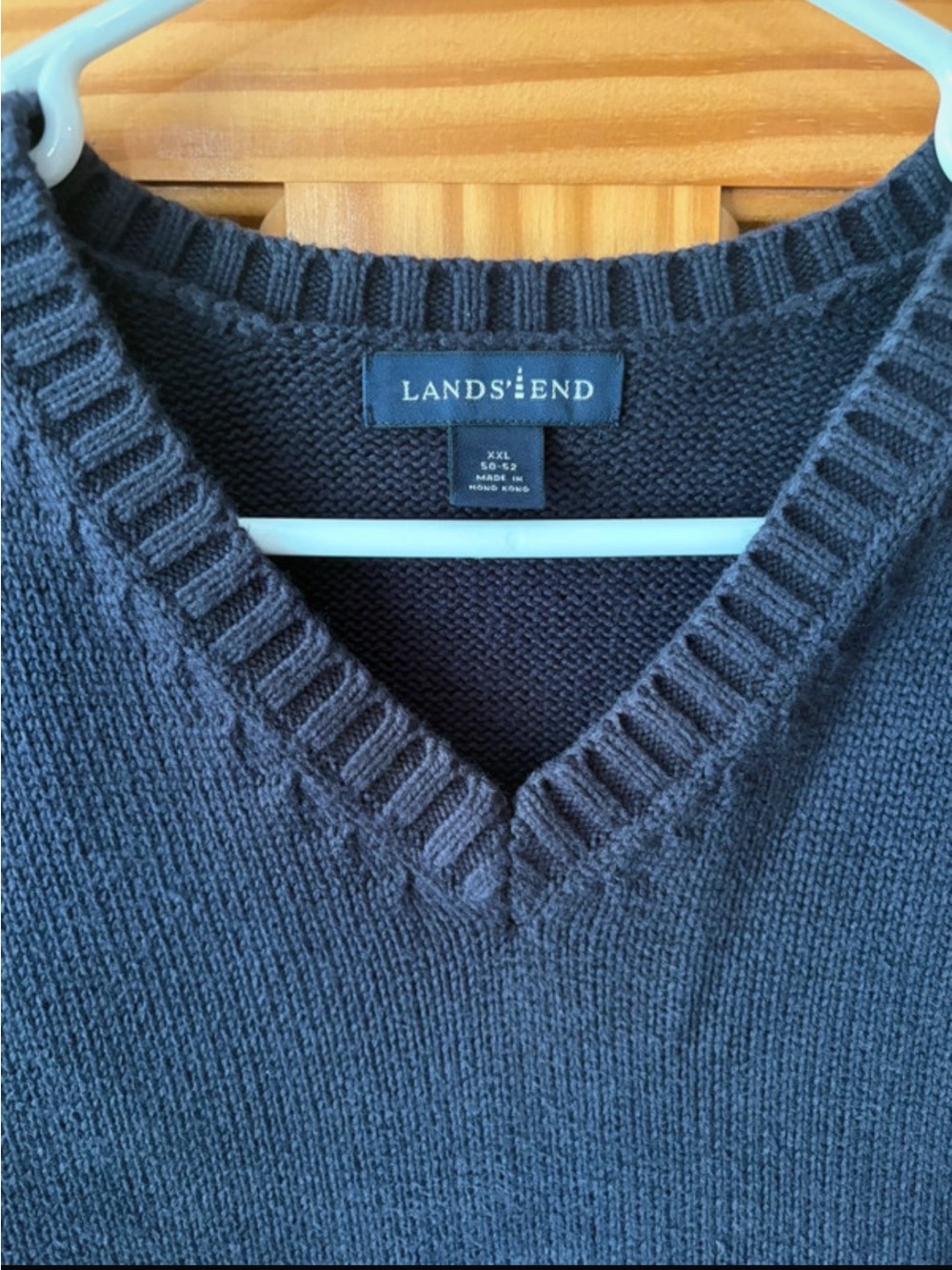 Lands' End Men's V-Neck Sweater in Navy Blue